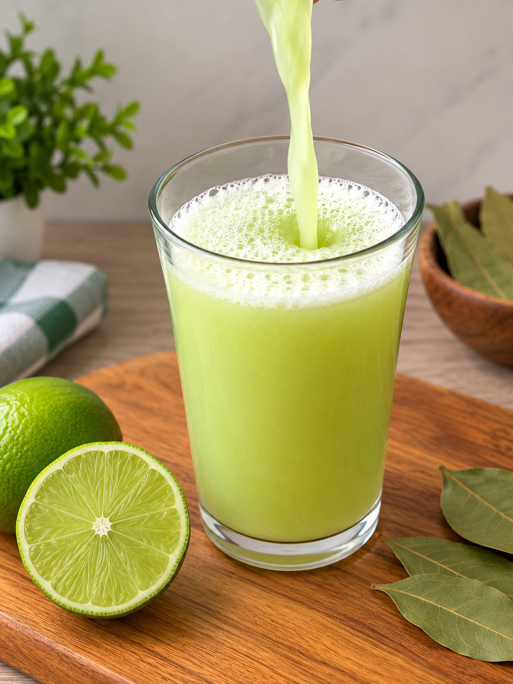 Bebida de limão com espuma fresca